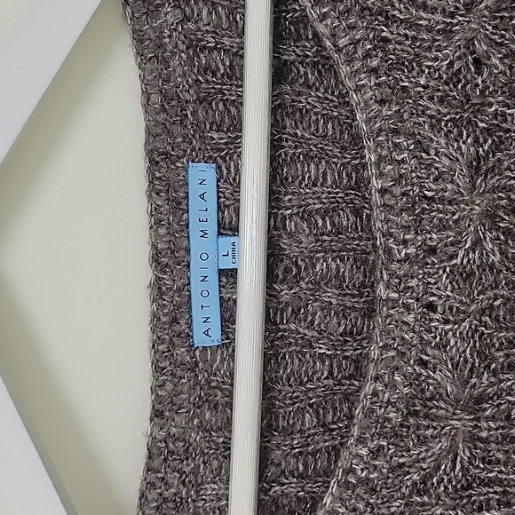 Antonio Melani Brown Wool Sweater Silver Metallic Shimmer Threads Size Large - Picture 4 of 9